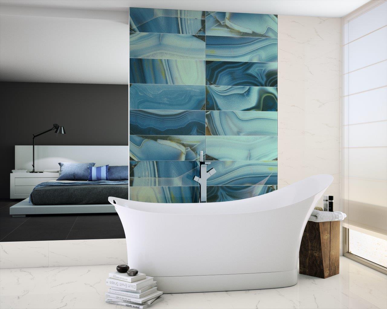 Aura Agate Glass by Dune - A Mixed Blue Glass Effect Wall ...