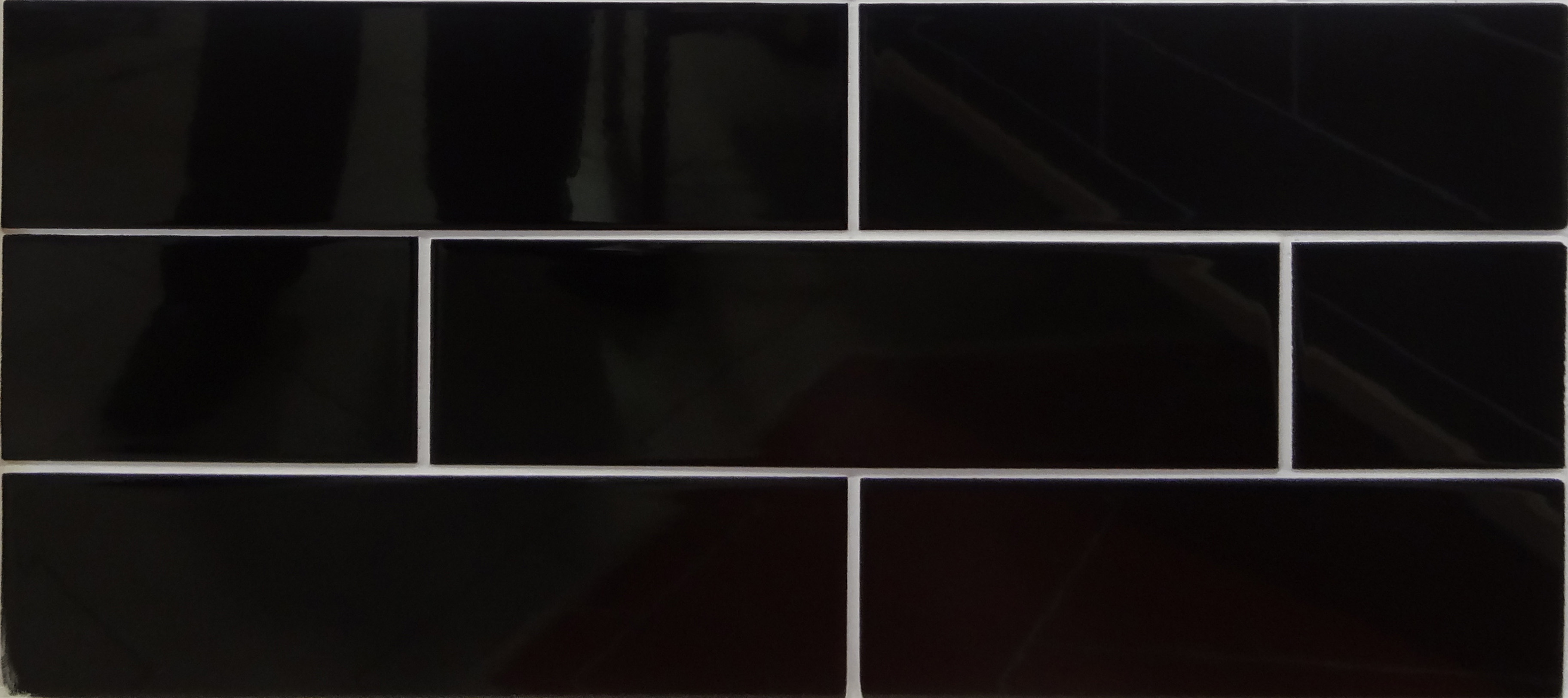 Pastel Gloss Black Rectangular Ceramic Tile 100mm X 330mm