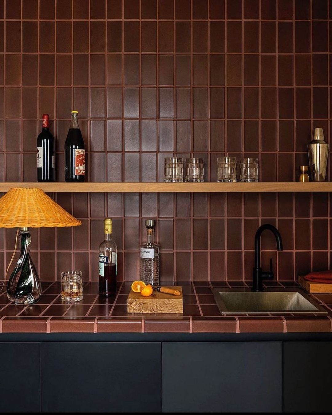 Dark bar tiles