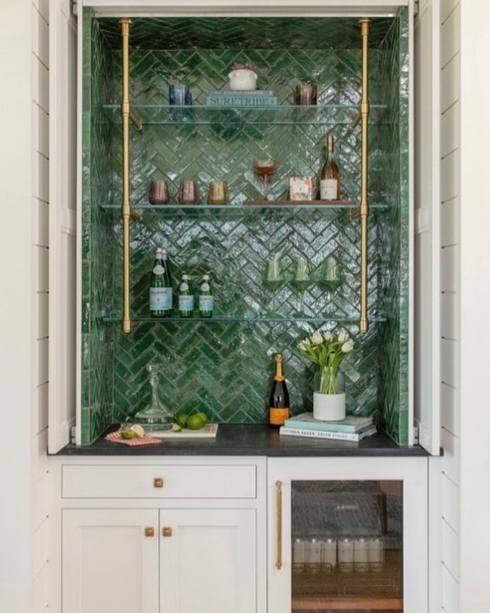 Herringbone style bar tiles