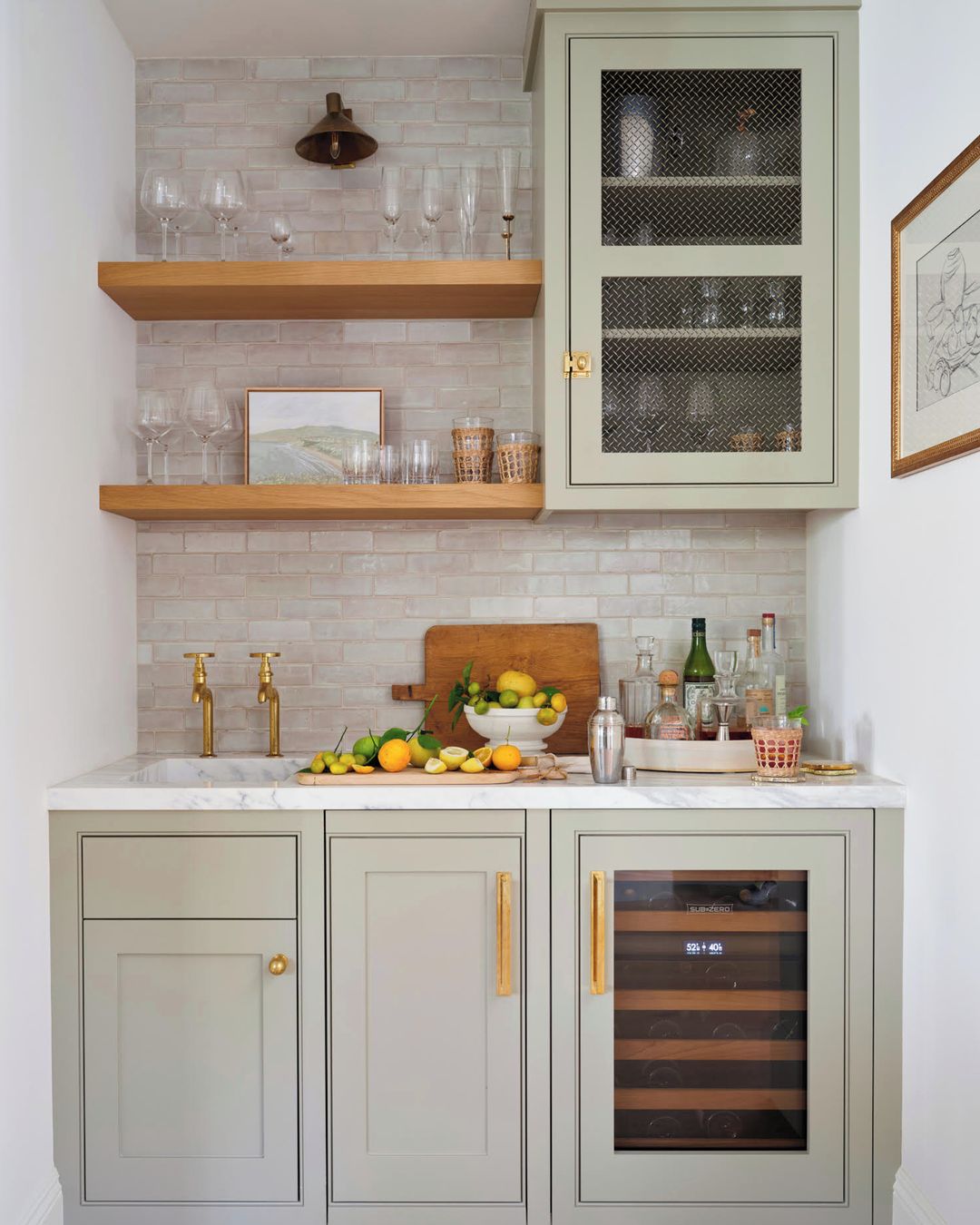 Pink brick effect tiles
