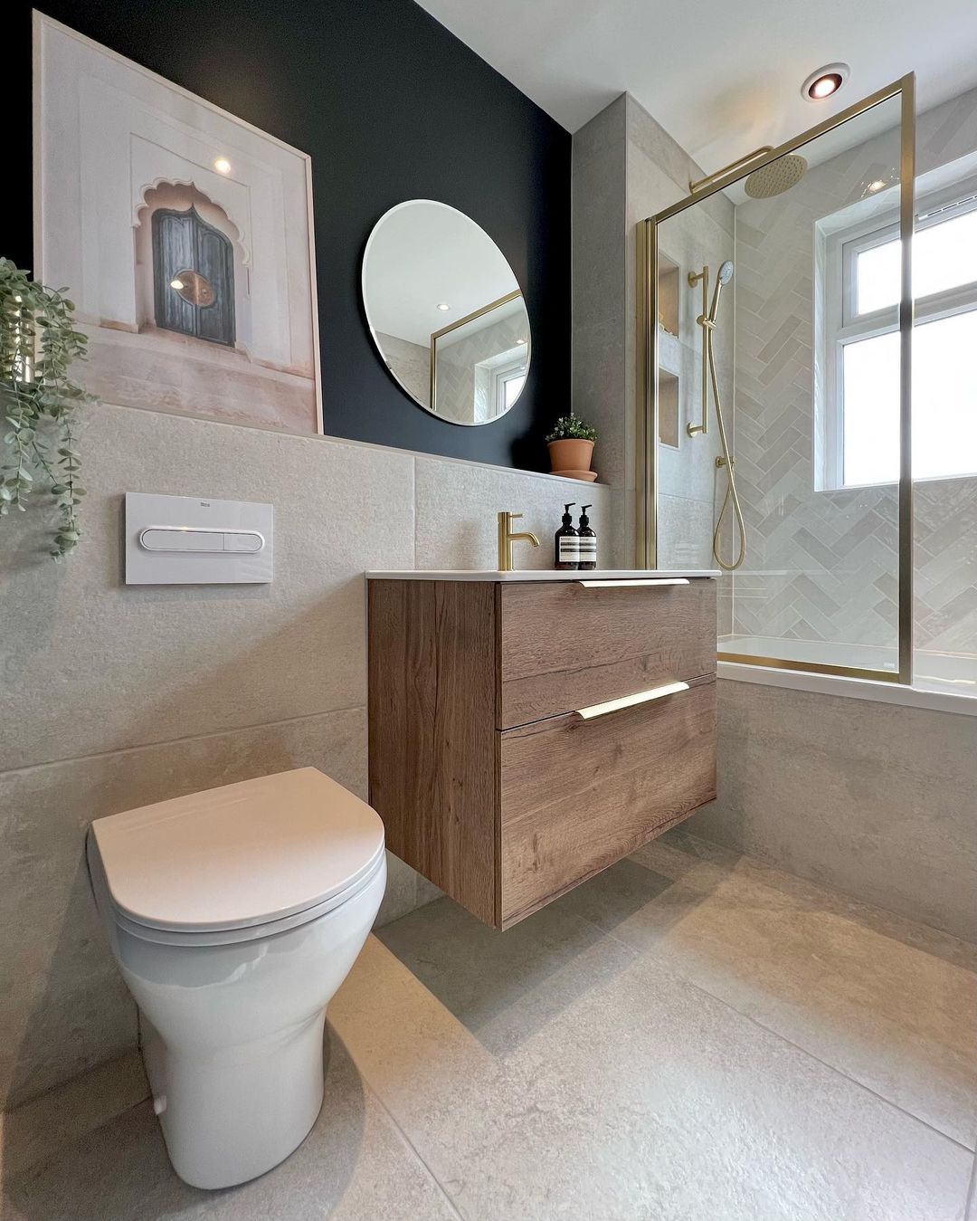 Go large! Using supersized tiles is one of the best ways to enhance the feeling of space in a bijou bathroom and they’ll add a look of luxury too.