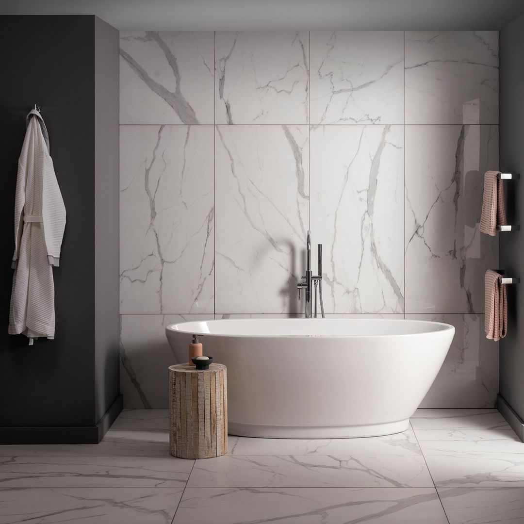 There are no right or wrong ways to style marble tiles, but if you want your marble effect tiles to make maximum impact, going large is always a good idea.